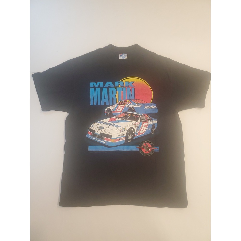Vtg 1993 Mark Martin NASCAR tee racing Black T-shirt Large Single Stitch Hanes